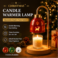 Lampe chauffe-bougie de Noël 2026 avec minuterie, hauteur réglable, base en bois électrique, pour cadeau de Noël et décoration intérieure