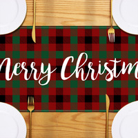 Imprimé lin Plaid Santa Table drapeau manger tapis noël Table napperons pour la décoration de noël 2025
