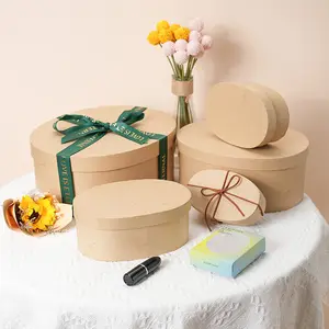 Oval kraft material paper box gift packing box for packing candies small gift