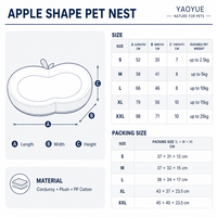 YAOYUE Apple Track Lit pour animaux de compagnie, Nid en velours côtelé, Coussin antidérapant doux pour chiens et chats