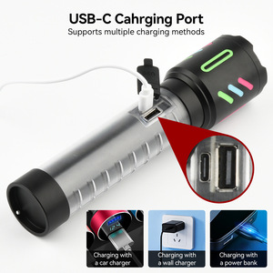 Linterna LED Multifuncional Recargable de 1800 mAh con Carga Tipo C y Función de Zoom para Uso en Exteriores - Product Image 5