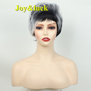 Prix de gros perruques pour femmes à la mode courte vague de couches bouclés noir quotidien ou fête perruques de cheveux synthétiques de haute qualité pour femmes - Product Image 5