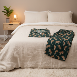 Conjunto de Pijama de Verano para Mujer, de Algodón con Estampado Animal, Ropa de Dormir Suave y Transpirable de Dos Piezas - Product Image 1
