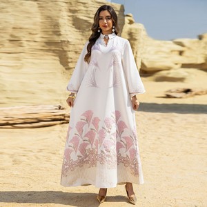 AB475 Abaya de luxe du Moyen-Orient, Dubaï, robe musulmane pour femmes, jacquard, estampage à chaud, strass, jalabiya pour vêtements islamiques - Product Image 5