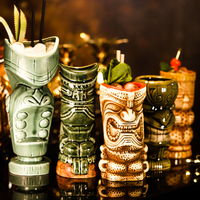 Mugs en Céramique Tiki de Cocktail Hawaïen au Design Unique pour Bar à Cocktails en Gros, Verres à Shot Tiki
