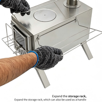 Réchaud de tente multi-scènes en acier inoxydable avec pieds pliables, plaque de cuisson supérieure détachable, portable, haute efficacité pour la chasse et la pêche