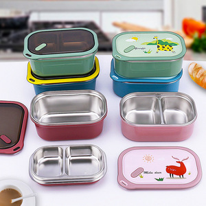 Stainless Steel 304 Multi-<strong>layer</strong> <strong>Lunch</strong> <strong>Box</strong> with Cover Students and Children Divided Heating <strong>Double</strong>-<strong>layer</strong> Portable <strong>Lunch</strong> <strong>Box</strong> - Product Image 3