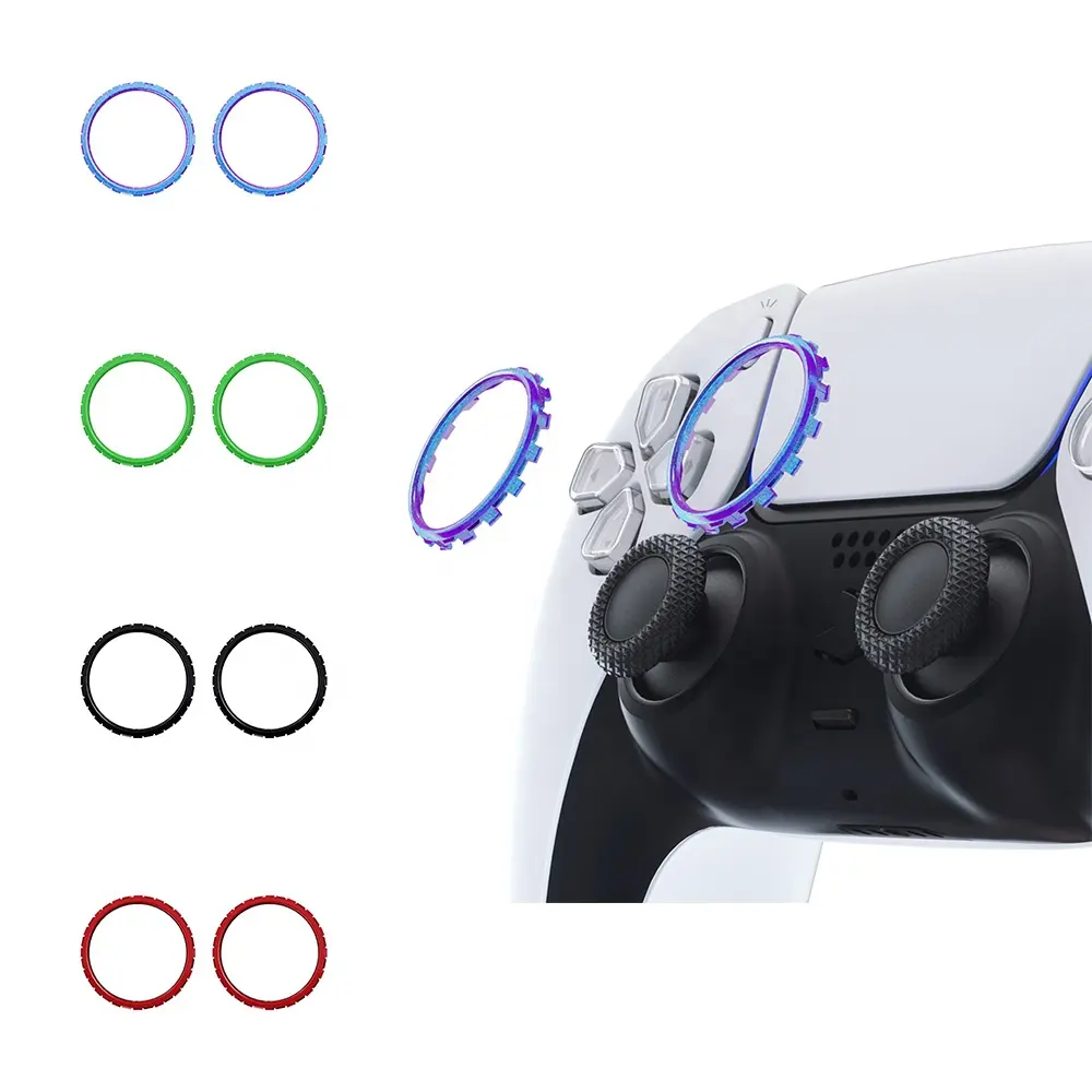 eXtremeRate Colorful Glossy Replacement Game Accessories For PS5 Controller, Custom Accent Rings for Dualsenese PS5 Playstation5