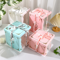 Boîte à gâteau carrée haute en carton blanc avec fenêtre pour la vente en gros
