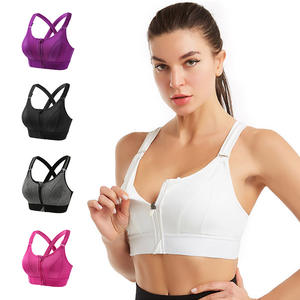 S <span class=keywords><strong>M</strong></span> L XL XXL 3XL 4XL 5XL Grosir Logo Kustom Bra Olahraga Yoga Tanpa Kawat Model Vest Resleting Depan Belakang Ukuran Besar Wanita - Product Image 1