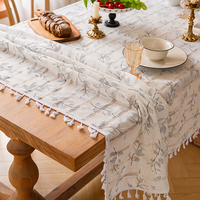 Nappe en coton et lin à dentelle ajourée style pastoral, résistante aux plis, pour salon, table basse, nappe de style français