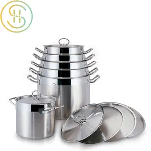 OEM Pabrik Dapur Besar Industri Dilipat Memasak Pot Parini Peralatan Masak Sup Stainless Steel Stock Pot Set untuk Hotel