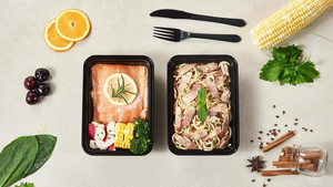 Boîte à lunch rectangulaire noire jetable en plastique, compatible micro-ondes, écologique, avec couvercle, 24 oz, sans BPA, pour préparation de repas et plats à emporter - Product Image 3