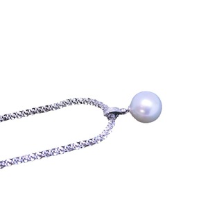 Colgante de Perla Blanca de Agua Dulce de 13-14 mm para Mujer, Cadena Gruesa de Plata S925 Ajustable, con Brillo Intenso y Ligeras Imperfecciones, Wenchi - Product Image 5