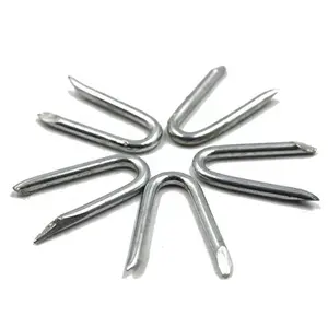 Electro Galvanized Smooth Shank U Type Nails Bright Fence Staples 25kgs