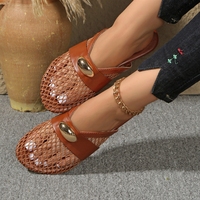Sandal Selop Wanita Model Mule, Ringan, Berbahan Mesh, Berlubang, Ujung Tertutup, Cocok untuk Musim Panas dan Aktivitas Luar Ruangan
