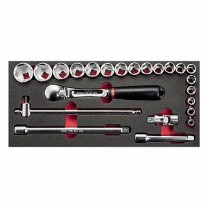 Jeu de clés à douille Usag 1/2 pouce en acier au chrome vanadium, kit d'outils à main 37x23x7,5 cm - Product Image 1