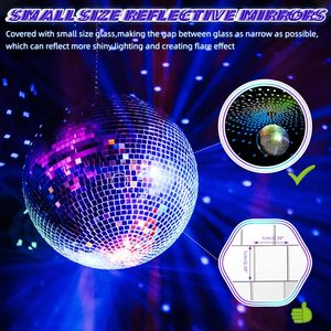 Moteur suspendu de 20cm, <span class=keywords><strong>boule</strong></span> disco à miroir, moteur rotatif à piles, 4 couleurs de lumière, lumière de décoration de fête disco - Product Image 5