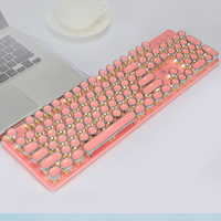 104 Keys Pudding Round Keycaps Double Color Injection Electroplating Punk Keycaps for Keyboard