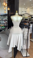 Nouvelle Collection Été 2026 – Top Camisole Asymétrique Élégant en Polyester Uni avec Col en V et Lacets, Style Européen et Américain, pour Femme