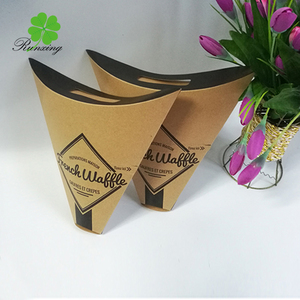 Cono de crepé de papel desechable, soporte triangular de grado alimenticio, para embalaje de helados, Pizza, huevo, Burbuja, gofres - Product Image 6
