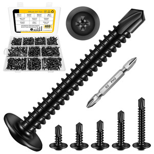 410 Stainless Steel <b>Self</b> <b>Tapping</b> <b>Screws</b> #8 #10 Truss Head 400pcs <b>Black</b> Imperial For Metal Panels - Product Image 2