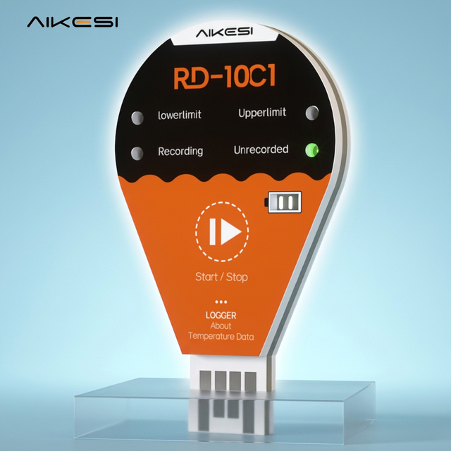 AIKESI RD-10C1 USB Plastic Temperature Data Logger OEM/ODM Customizable IP67 Real-Time Monitoring Cold Chain Refrigeration