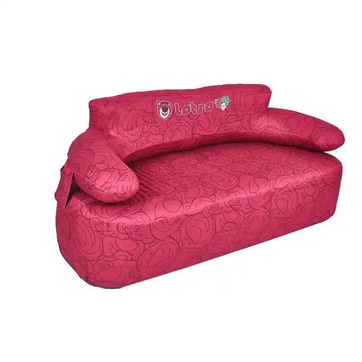 Sofa tempat tidur lipat multifungsi, luar tahan air dapat disesuaikan merah muda ganda portabel dapat ditiup untuk berkemah