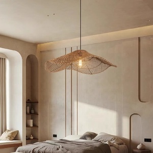 Lustres de chapeau de <span class=keywords><strong>paille</strong></span> de rotin de hauteur réglable éclairage suspendu de <span class=keywords><strong>suspension</strong></span> de salle à manger de restaurant pour l'installation de projet - Product Image 3