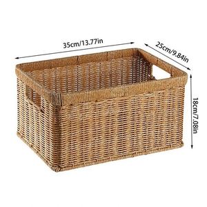 Maßgefertigte Rattan-Box Brotkorb Mit Leinenbeutel Waschkorb Wäschekorb Staubschutz Schwarz Weiß - Product Image 4