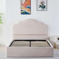 Tête de lit capitonnée en velours, style moderne, design durable 2026, en plastique, tailles King, Queen, Twin, multifonctionnelle avec rangement à vérin à gaz, économique