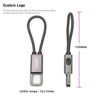 Câble de charge rapide 2 en 1 240W, porte-clés en métal aluminium et nylon, chargeur USB