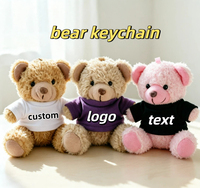 SongshanToys OEM Personnalisé Marron Gris Rose Blanc Pendentif Porte-clés Ours en Peluche Miniature 10 cm avec Logo et T-shirt Imprimé Coloré