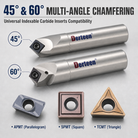Porte-outil de chanfreinage indexable CNC avec plaquette en carbure, pour débavurage et alésage de trous internes à 45 et 60 degrés, en acier allié trempé