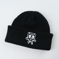 Bonnet tricoté unisexe adulte de haute qualité avec logo brodé personnalisé, motifs camouflage/à pois/à nœuds, sangle réglable, bord côtelé, chapeau d'hiver