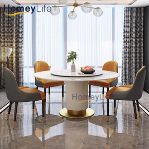Ensemble de table à manger de luxe en marbre, meuble rond et carré, table à manger, 80x80cm, 4 pièces