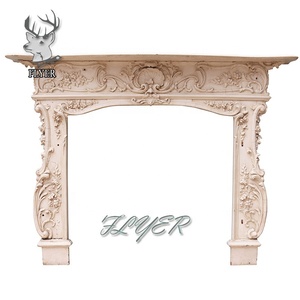 Decoración Europea para Interiores y Exteriores, Marco de <span class=keywords><strong>Chimenea</strong></span> de Mármol Eléctrico Tallado a Mano para Decoración del Hogar - Product Image 5