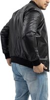 Blouson Bomber Noir Homme en Similicuir PU, Veste Motard Personnalisée OEM ODM, Vêtement d'extérieur en Gros pour l'Automne et le Quotidien