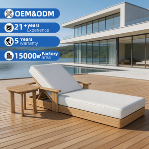Chaise longue en teck avec parasol, lit de jour pour piscine, mobilier d'extérieur pour plage, jardin, hôtel, transat inclinable, ensemble d'extérieur - Product Image 1