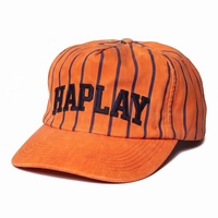 Casquette de baseball déstructurée à rayures verticales de haute qualité avec logo brodé personnalisé, 5 panneaux, en coton lavé, style pinstripe sport