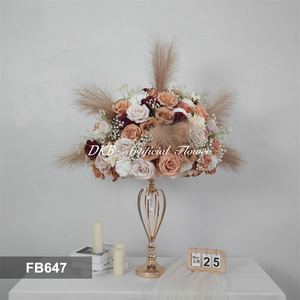 Ramo Floral Personalizado de Estilo Bohemio en Terracota y Color Marrón, Rosa de Seda de 60 cm, Bola de <span class=keywords><strong>Flores</strong></span> Artificiales de Pampas - Product Image 2
