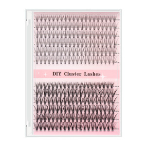 Cils en éventail synthétiques faits à la main, longueurs mixtes, 10 rangées, volume en forme de fleur, <span class=keywords><strong>base</strong></span> pointue, ensemble de cils en grappe, boîte personnalisable - Product Image 2