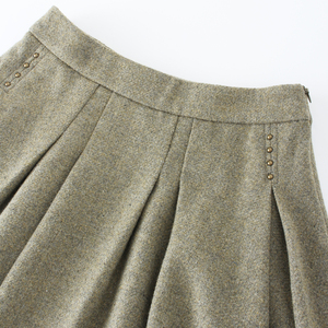 Custom Wool Blended Midi <strong>Skirt</strong> in Ginger Elegant Ladies Tweed Swing <strong>Tartan</strong> <strong>Skirt</strong> <strong>Women</strong> - Product Image 3