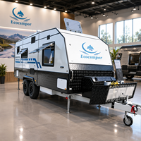 Caravane tout-terrain compacte moderne Kinlife avec auvent et évier pour usage extérieur – Remorque de voyage