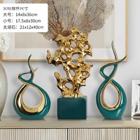 Accessoires de décoration intérieure en céramique de style européen, décoration unique, plaqué or vert, artisanat, design contemporain, forme géométrique
