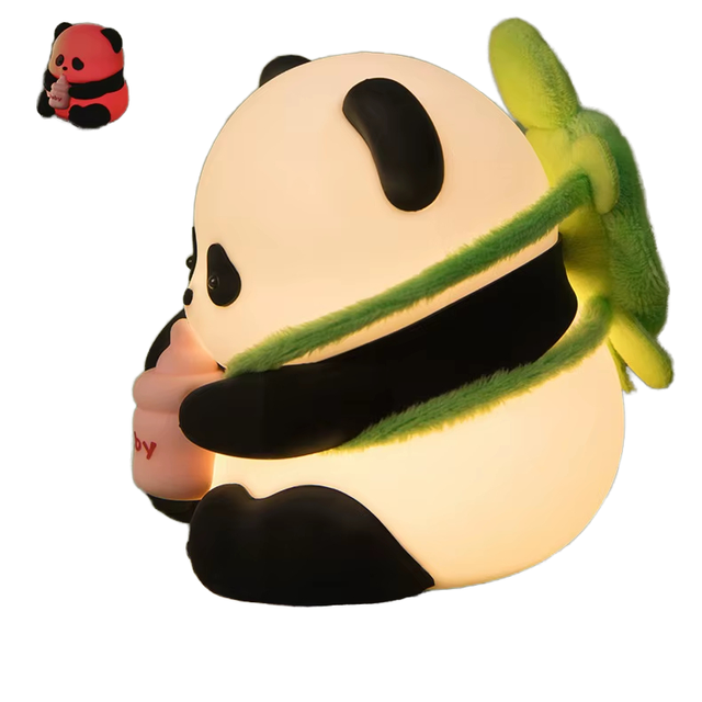 Silicone Panda-shaped Night Light with LED Light Source & Built-in Lithium Battery