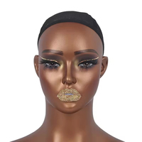 Cabeza de Maniquí Realista Femenina con Hombros y Peluca, para Maquillaje y Estilismo