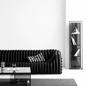 Divano Vintage Nero con Motivo Litchi in Legno, Anti-Graffio per Gatti, Borsa per Divano Haus Woh Nuo Mid- Artistic Straight Row Single Floor Lazy - Product Image 2