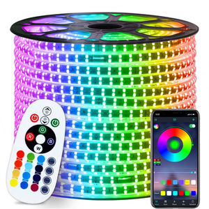 Tira de Luces LED RGB de Alta Tensión SMD2835 5050 a Todo Color, Impermeable, con Control Remoto por Aplicación, 60 LED, 180 LED, Gran Oferta - Product Image 1