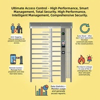 Gerbang Putar KMS Full Height dari Baja Anti Karat 304, Sistem Kontrol Akses Otomatis dengan Kartu RFID, Proteksi IP65